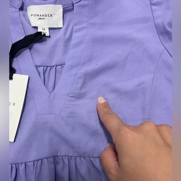 NWT Tuckernuck Pomander Place Lilac Kenzo Tiered Mini Dress V-neck 3/4 Sleeves - Picture 16 of 16